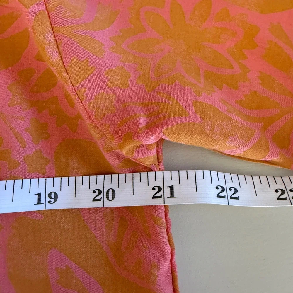 prAna Iguala Top Fresca Flora Fauna Pink Orange Floral Button Down Cropped M NEW - Picture 9 of 10